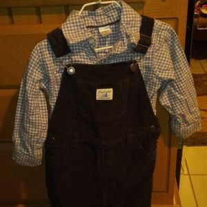Overalls and button up outfit
